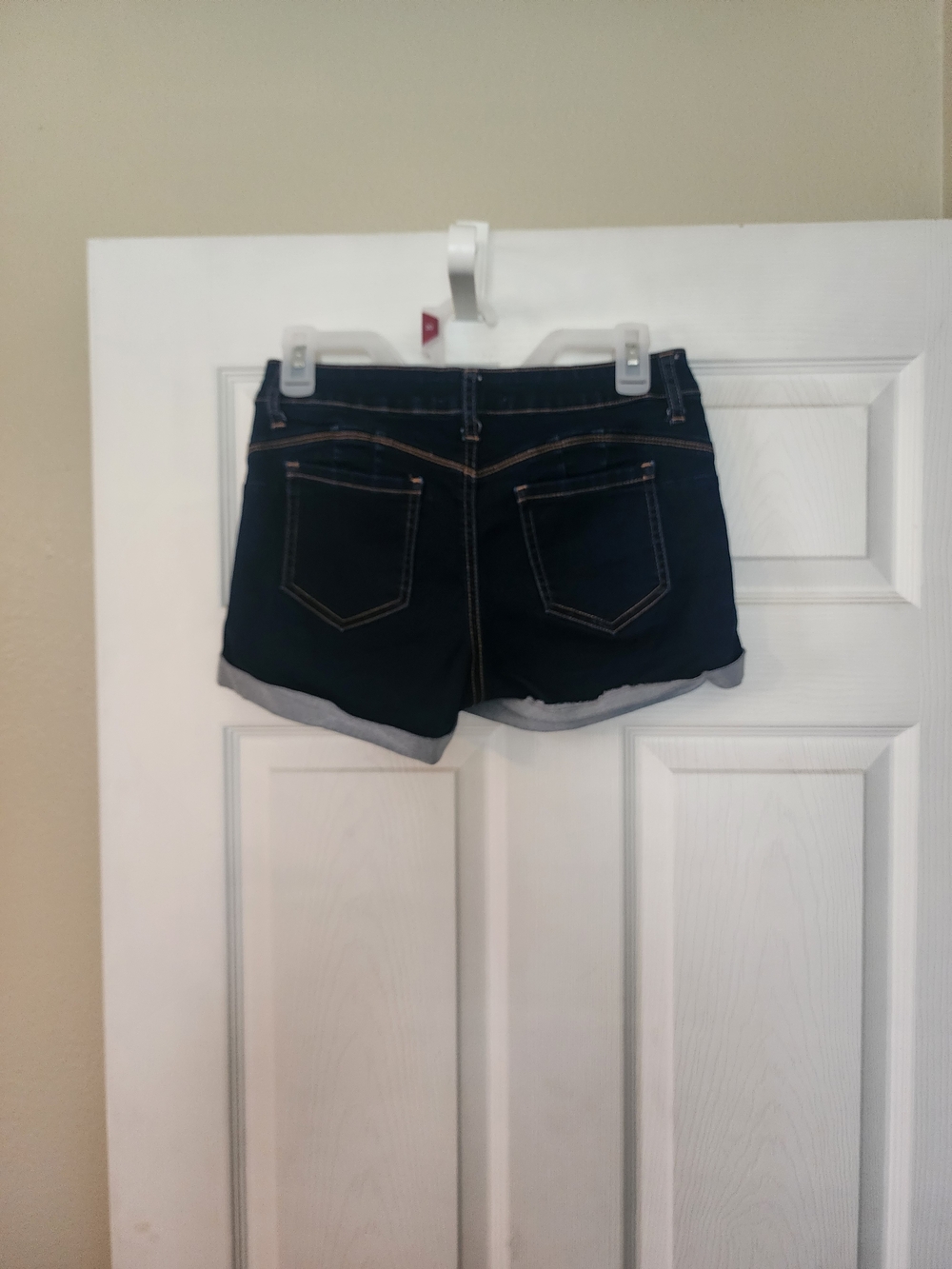 Women's Dark Blue Denim Rolled Cuff Jean Shorts